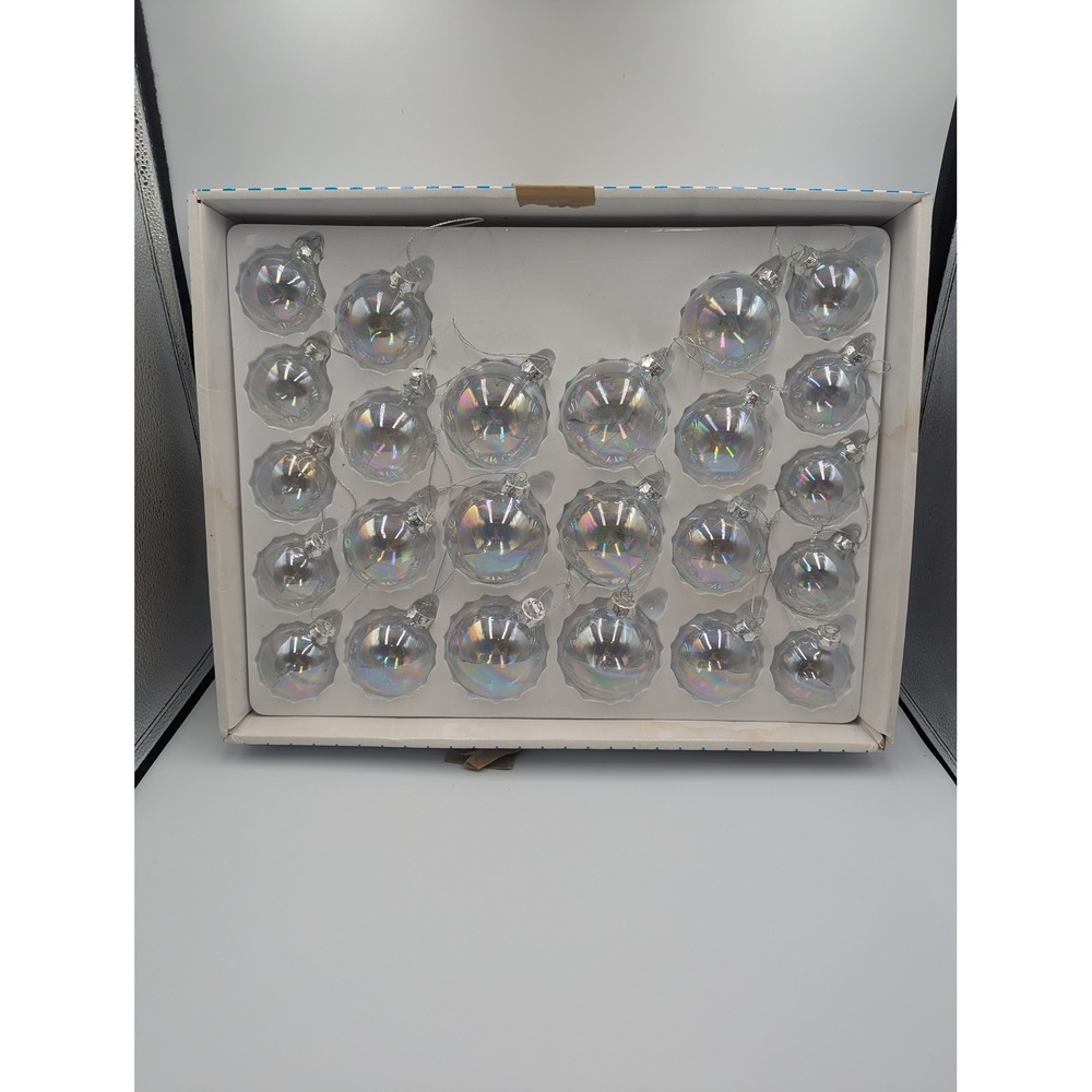 Vintage Kurt Adler Holiday Workshop Crystal Globes Iridescent Glass Ornaments 24